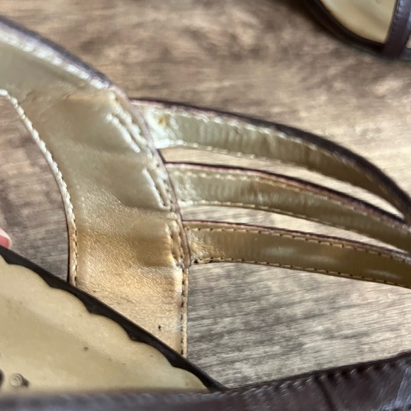 Vintage East 5th Brown Leather Open Toe Heels Shoes Women’s Size 6 Buckle - Picture 9 of 10